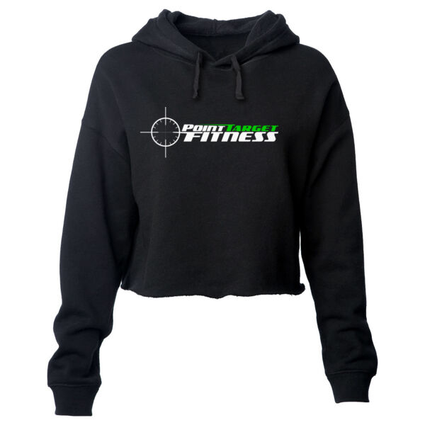 PTF LOGO CENTER CHEST - PREMIUM WOMEN'S CROPPED PULLOVER HOODIE - BLACK Thumbnail